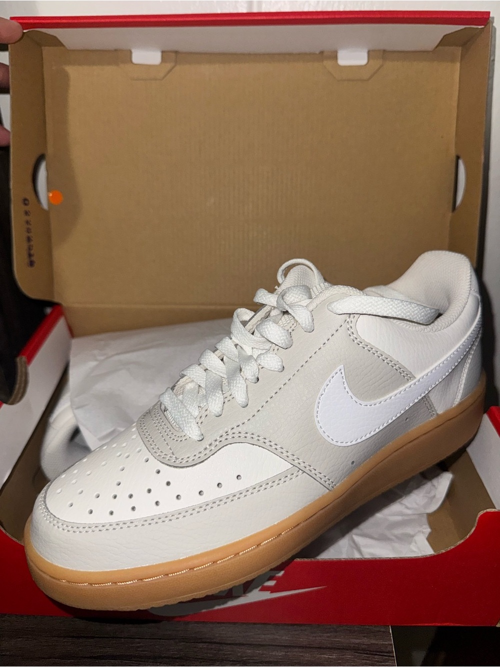 Nike White Leather Low-Top Sneakers with Gum Sole Accent